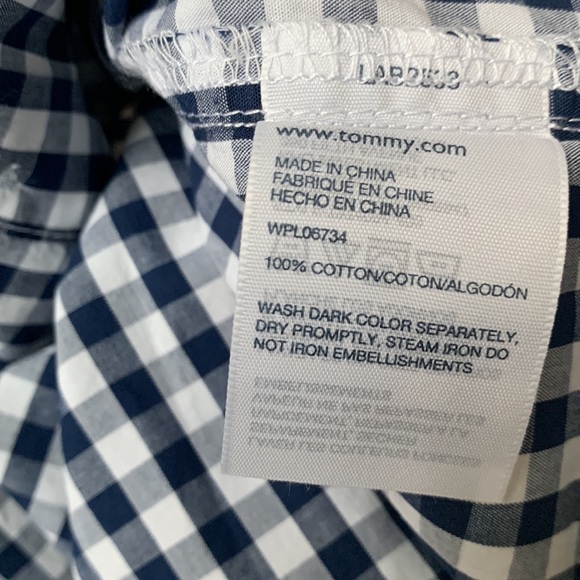 TOMMY HILFIGER Toddler Gingham Navy Button Down Shirt - Picture 6 of 6